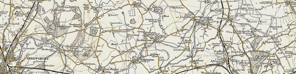 Old map of Rodington in 1902