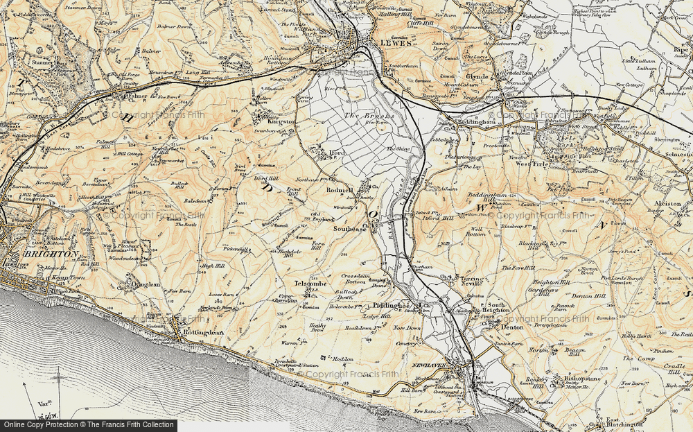 Old Map of Rodmell, 1898 in 1898