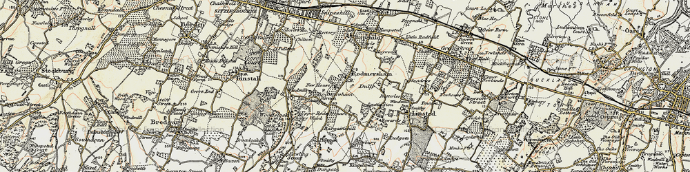 Old map of Rodmersham in 1897-1898