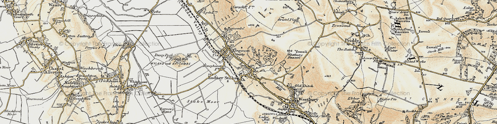 Old map of Rodney Stoke in 1899-1900