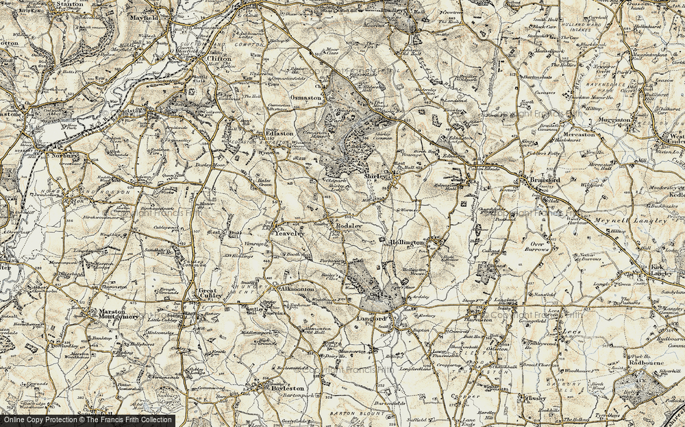 Old Map of Rodsley, 1902 in 1902