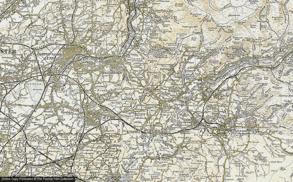 Old Map of Roe Cross, 1903 in 1903