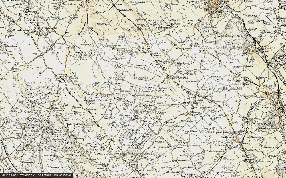 Old Map of Historic Map covering Buckwood Stubs in 1898-1899