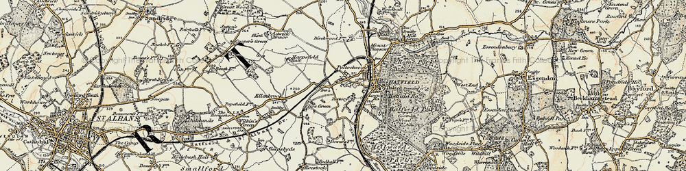 Old map of Roe Green in 1898