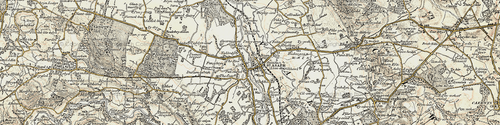Old map of Bryn Asaph in 1902-1903