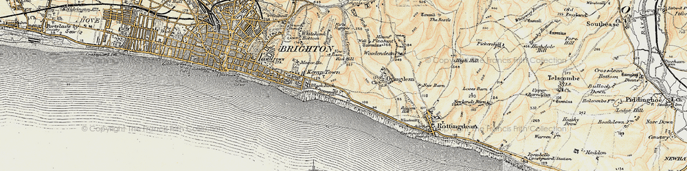 Old map of Roedean in 1898