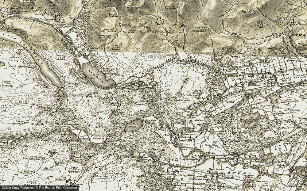 Old Map of Rogie Falls, 1908-1912 in 1908-1912
