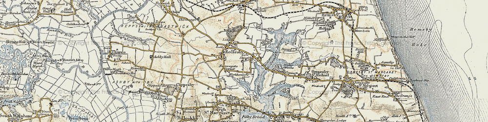 Old map of Rollesby in 1901-1902