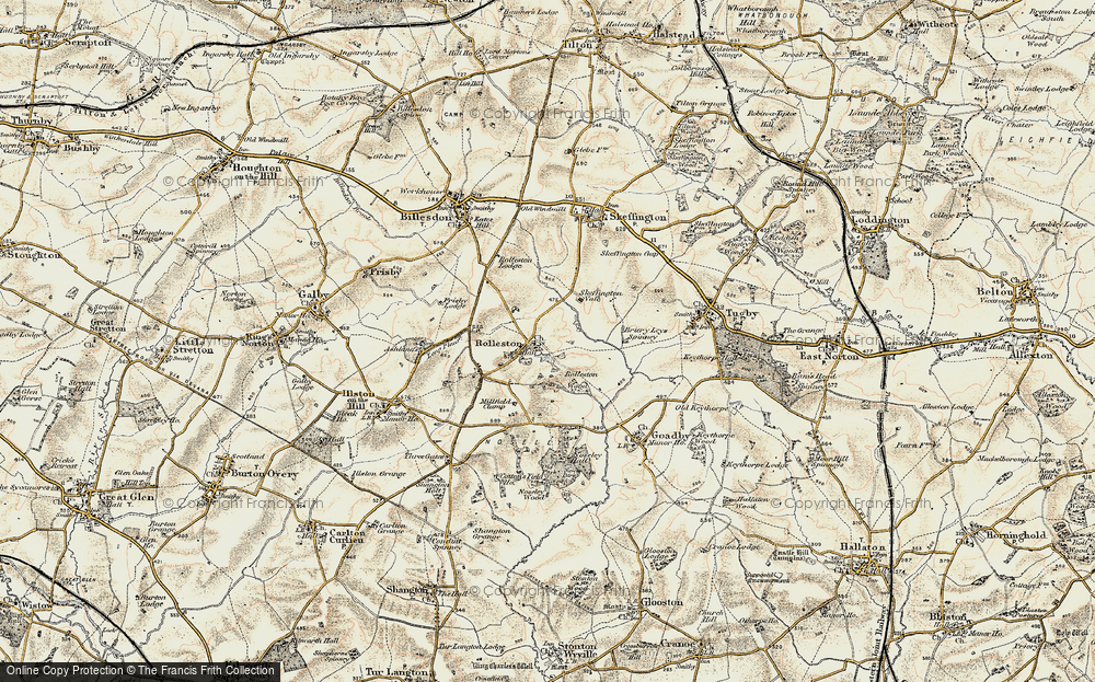 Old Map of Historic Map covering Briery Leys Spinney in 1901-1903