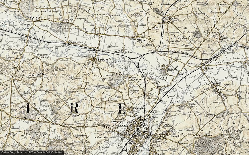 Old Map of Rolleston on Dove, 1902 in 1902