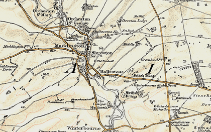 Old map of Rollestone in 1897-1899