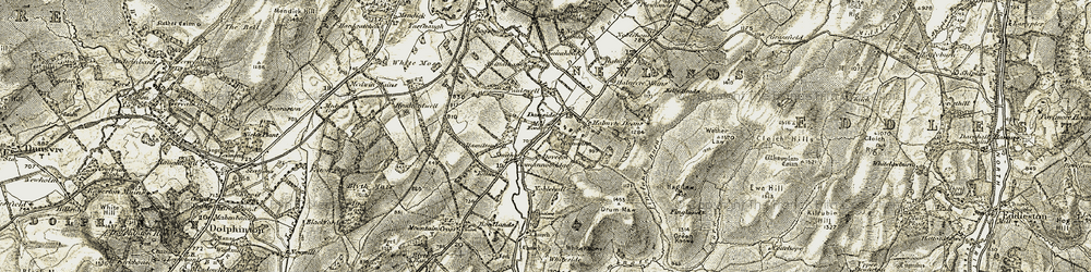 Old map of Romannobridge in 1903-1904