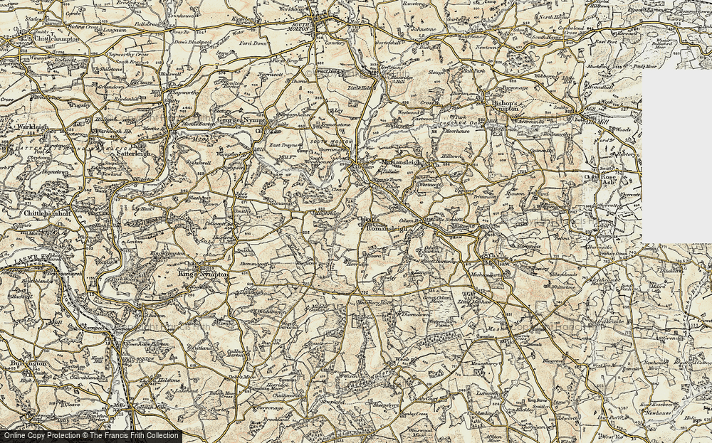 Old Map of Historic Map covering Broomham Moor in 1899-1900