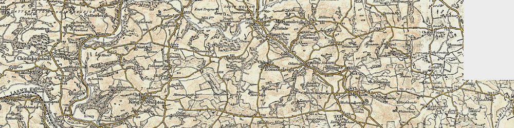 Old map of Romansleigh in 1899-1900