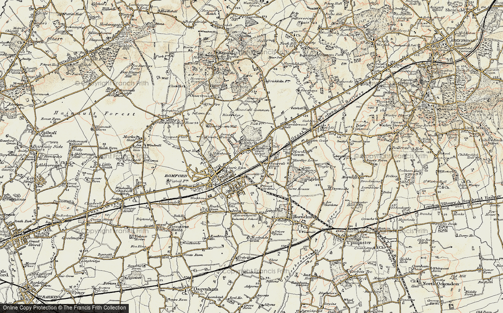 Old Map of Romford, 1898 in 1898