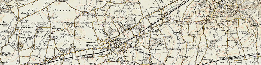 Old map of Romford in 1898