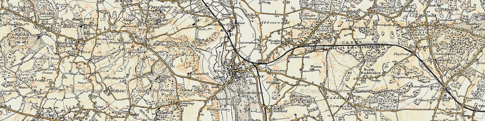 Old map of Romsey in 1897-1909