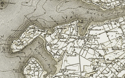 Old map of Herston Head in 1911-1912