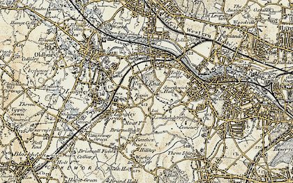 Old map of Rood End in 1902