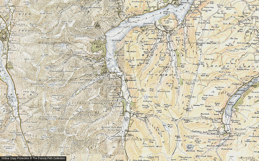Old Map of Historic Map covering Bedafell Knott in 1901-1904