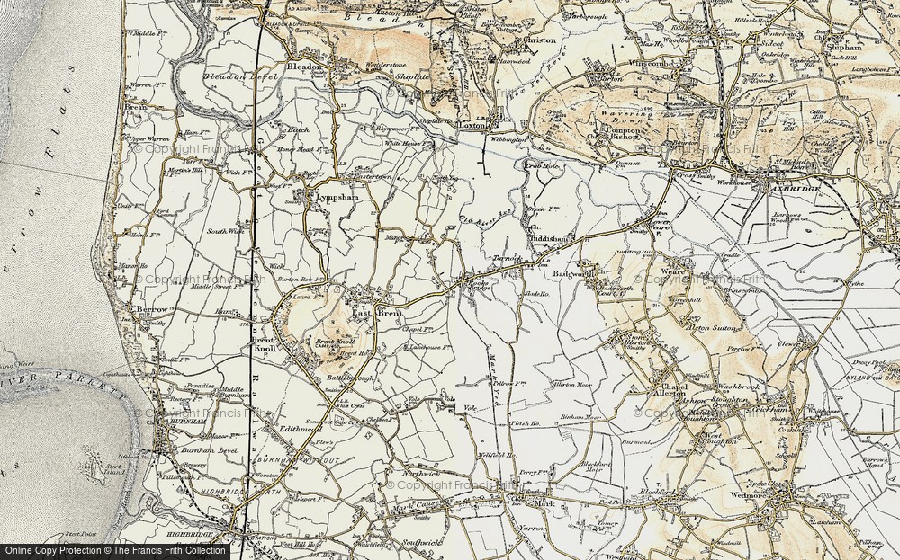 Old Map of Historic Map covering Blind Pill Rhyne in 1899-1900