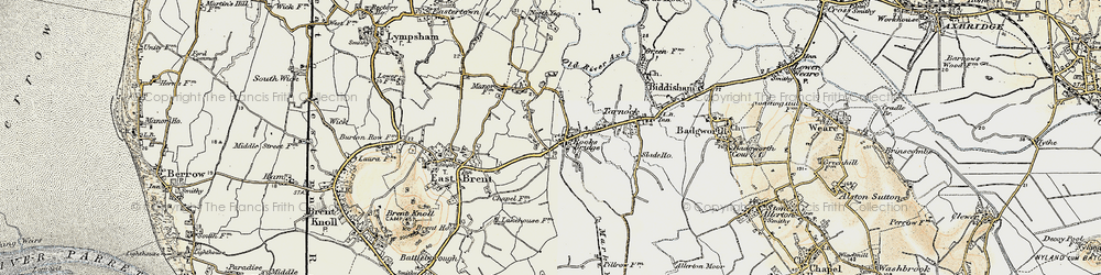 Old map of Blind Pill Rhyne in 1899-1900