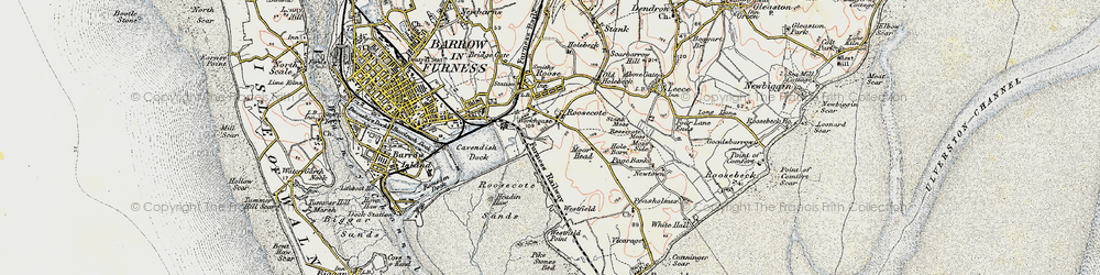 Old map of Roosecote in 1903-1904
