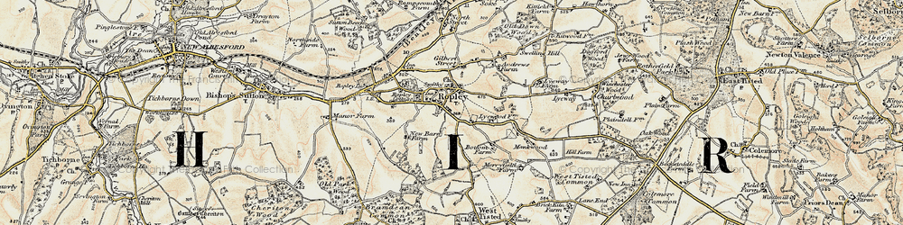 Old map of Ropley in 1897-1900
