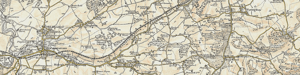 Old map of Ropley Soke in 1897-1900