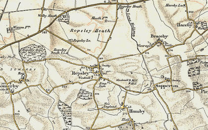 Old map of Ropsley in 1902-1903