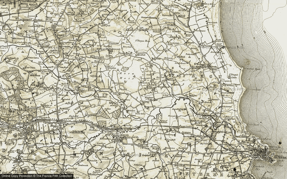 Old Map of Historic Map covering Burnthillock in 1909-1910