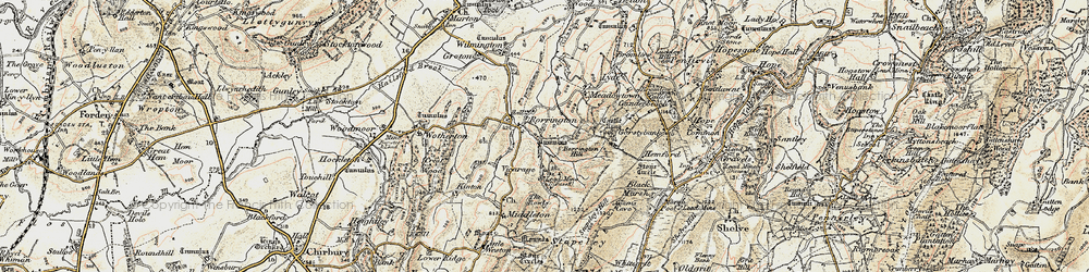 Old map of Rorrington in 1902-1903