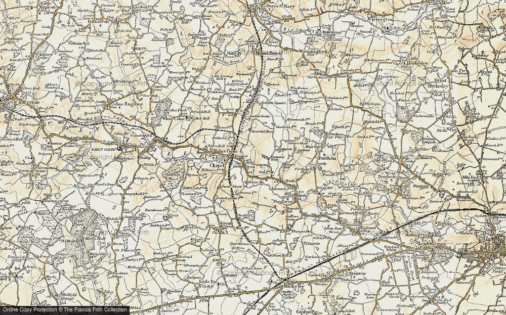 Old Map of Historic Map covering Crepping Hall in 1898-1899
