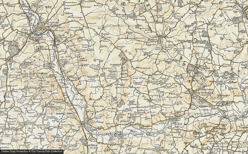 Old Map of Historic Map covering Assington Thicks in 1898-1901