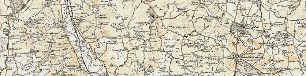 Old map of Assington Thicks in 1898-1901