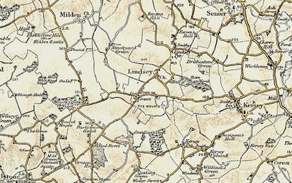 Old map of Rose Green in 1898-1901