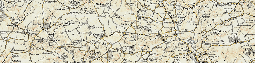 Old map of Rose Green in 1898-1901