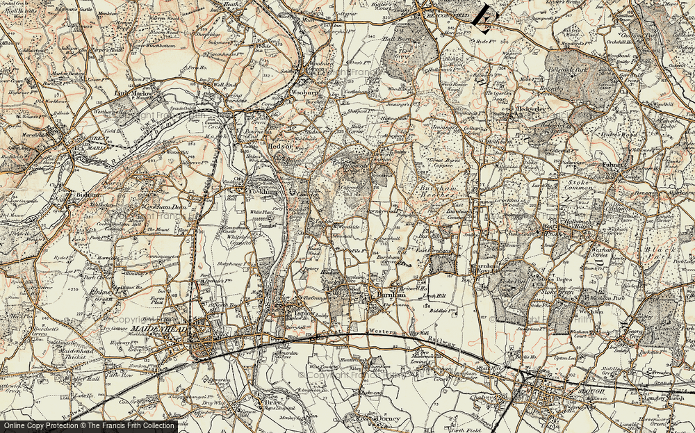 Old Map of Historic Map covering Taplow Lodge in 1897-1909