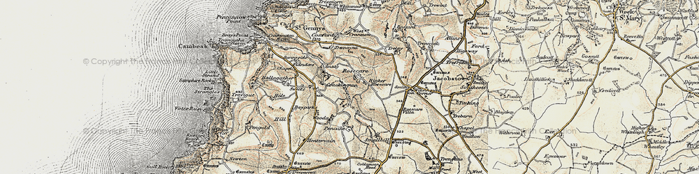 Old map of Rosecare in 1900