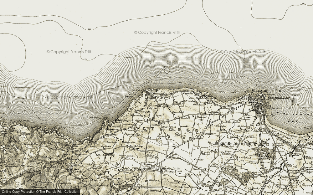 Old Map of Historic Map covering Bay of Lochielair in 1909-1910