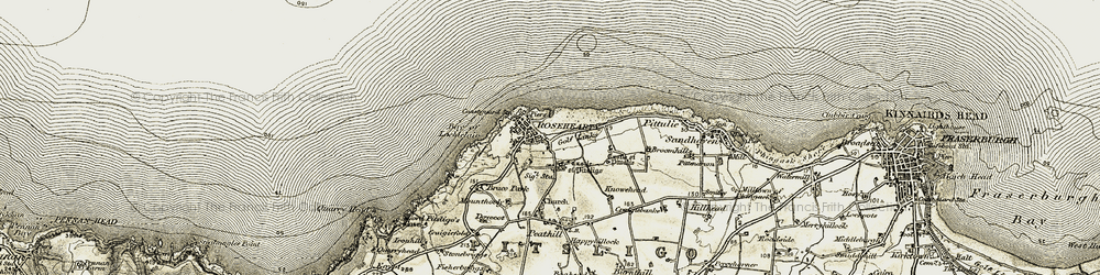 Old map of Bay of Lochielair in 1909-1910