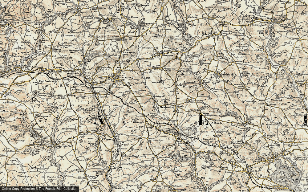 Old Map of Historic Map covering Trethawle Fm in 1900