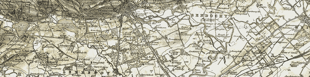 Old map of West Myreriggs in 1907-1908