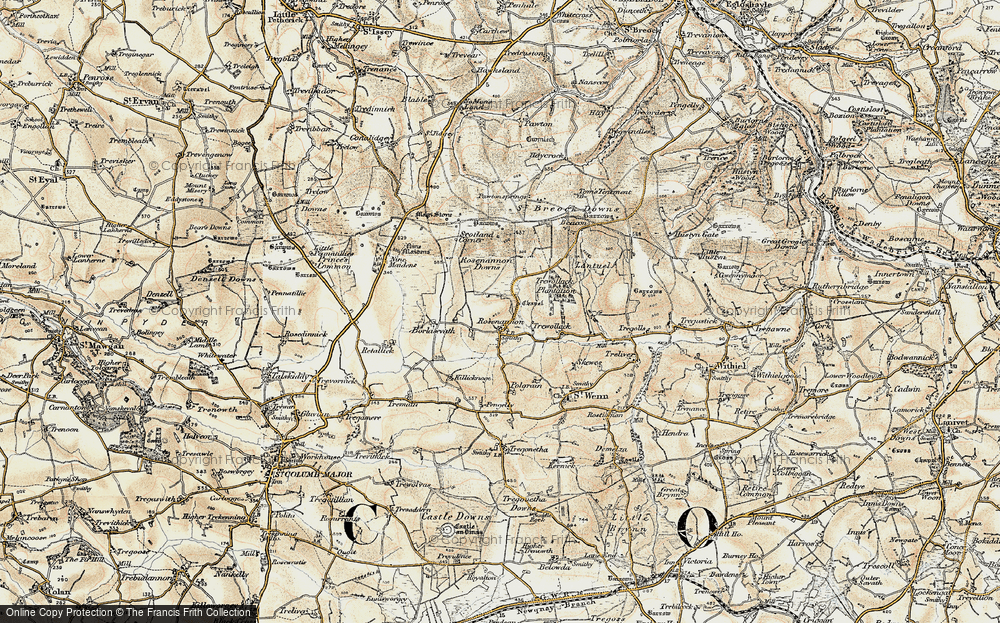 Old Map of Historic Map covering Borlasevath in 1900