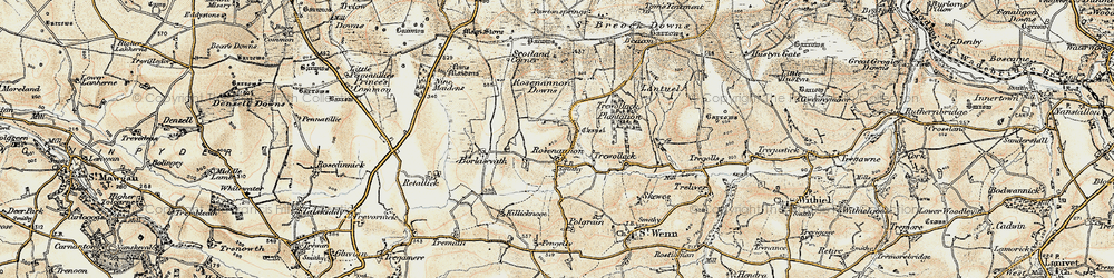 Old map of Rosenannon in 1900