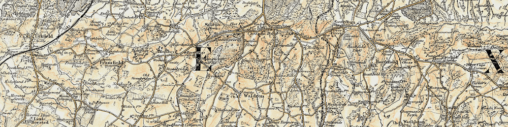 Old map of Roser's Cross in 1898