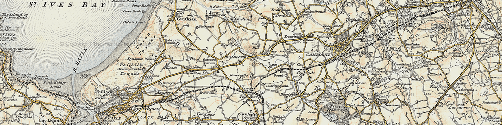 Old map of Roseworthy in 1900