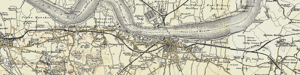 Old map of Rosherville in 1897-1898