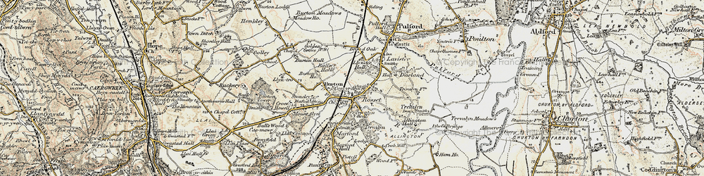 Old map of Rossett in 1902-1903