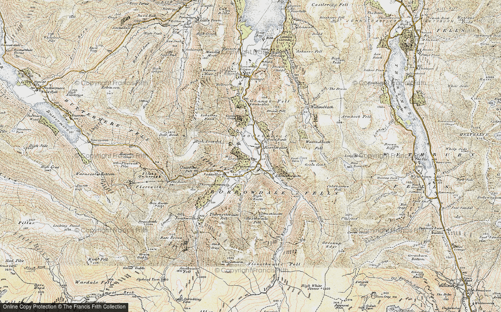 Old Map of Historic Map covering Borrowdale Fells in 1901-1904